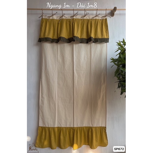 Rèm Phối Hoạ Tiết Dây Thừng Phong cách Vintage, Trang Trí Cửa Sổ