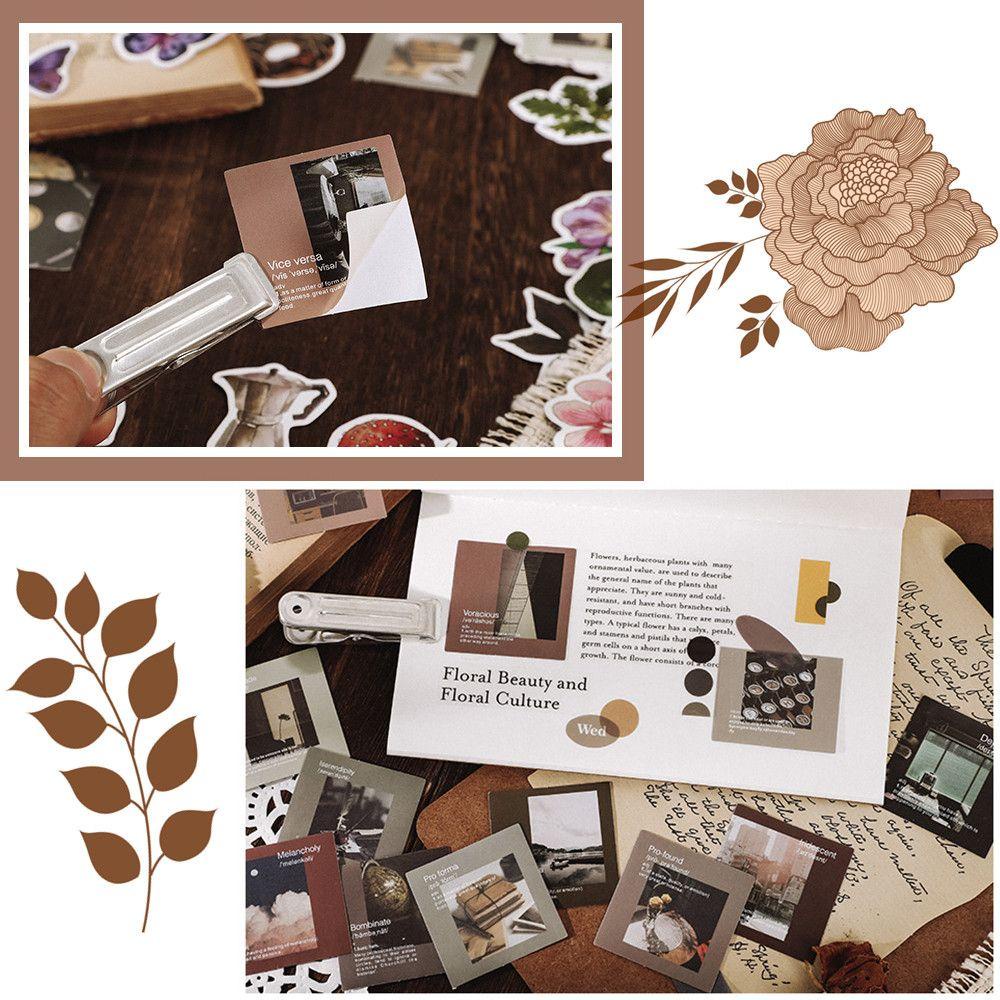 LAKAMIER Bộ 46 Miếng Dán Trang Trí Tự Dính Kiểu Vintage Dễ Thương
