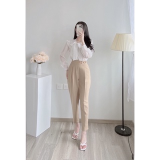 Áo sơ mi tơ cổ nơ lệch