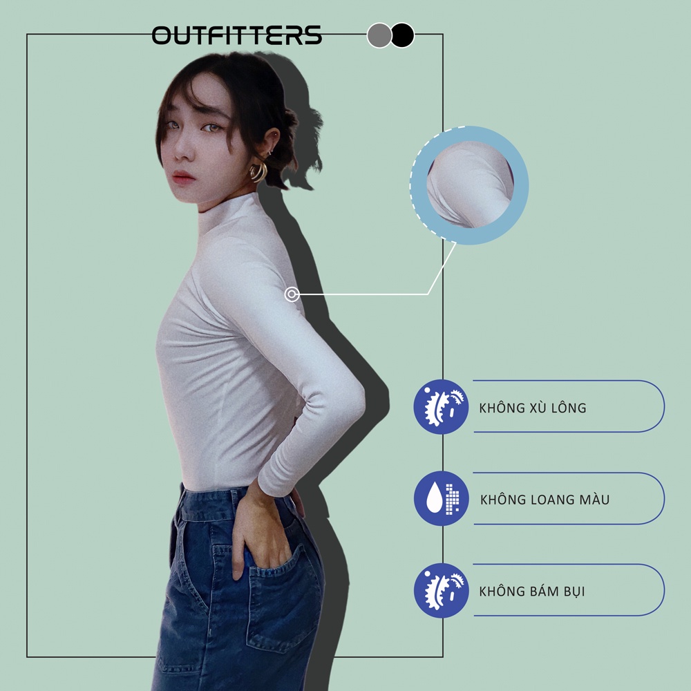 Áo Tay Dài Gân Nữ Outfitters TDS001 Trơn Form Ôm Dáng Thiết Tế Siêu Xinh Chất Vải Compact Cotton