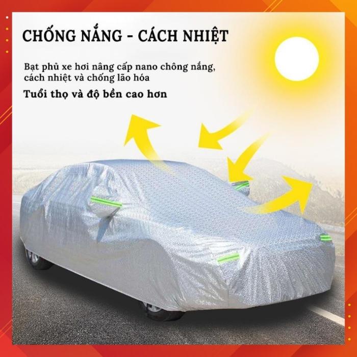 Bạt Phủ Toàn Xe Ô Tô - Tráng Nhôm 3 Lớp Cao Cấp: Chống Nắng, Mưa, Cháy, Xước - Đầy Đủ SIZE Tham Khảo Mô Tả SP