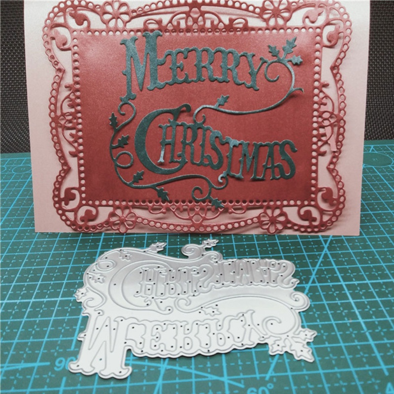 Khuôn Cắt Giấy Làm Từ Kim Loại Hình Chữ Merry Christmas Trang Trí Scrapbook