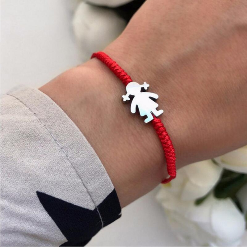 Vòng Tay Bện Dây Đỏ May Mắn Bằng Thép Không Gỉ Dễ Thương Cho Bạn Gái