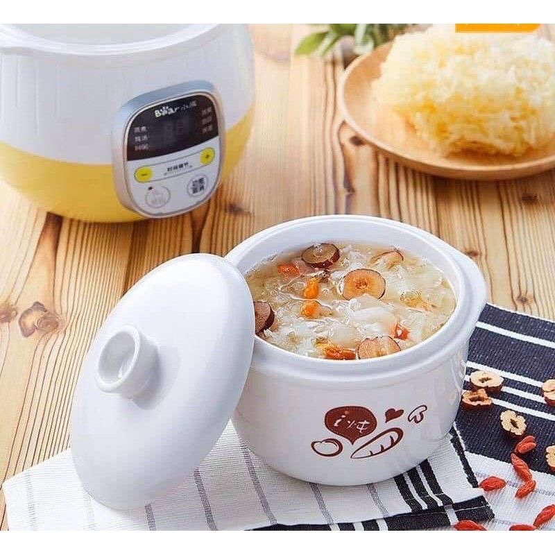 Nồi nấu cháo chậm Bear, Nồi nấu cháo cho bé ăn dặm Bear chính hãng bản quốc tế 6 chức năng 0,8L