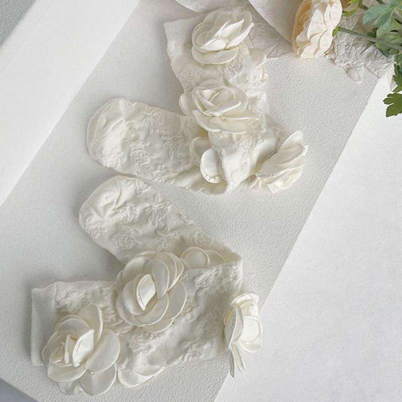 Tất Bắp Chân Cotton In Họa Tiết Hoa 3D Phong Cách Lolita Cho Nữ
