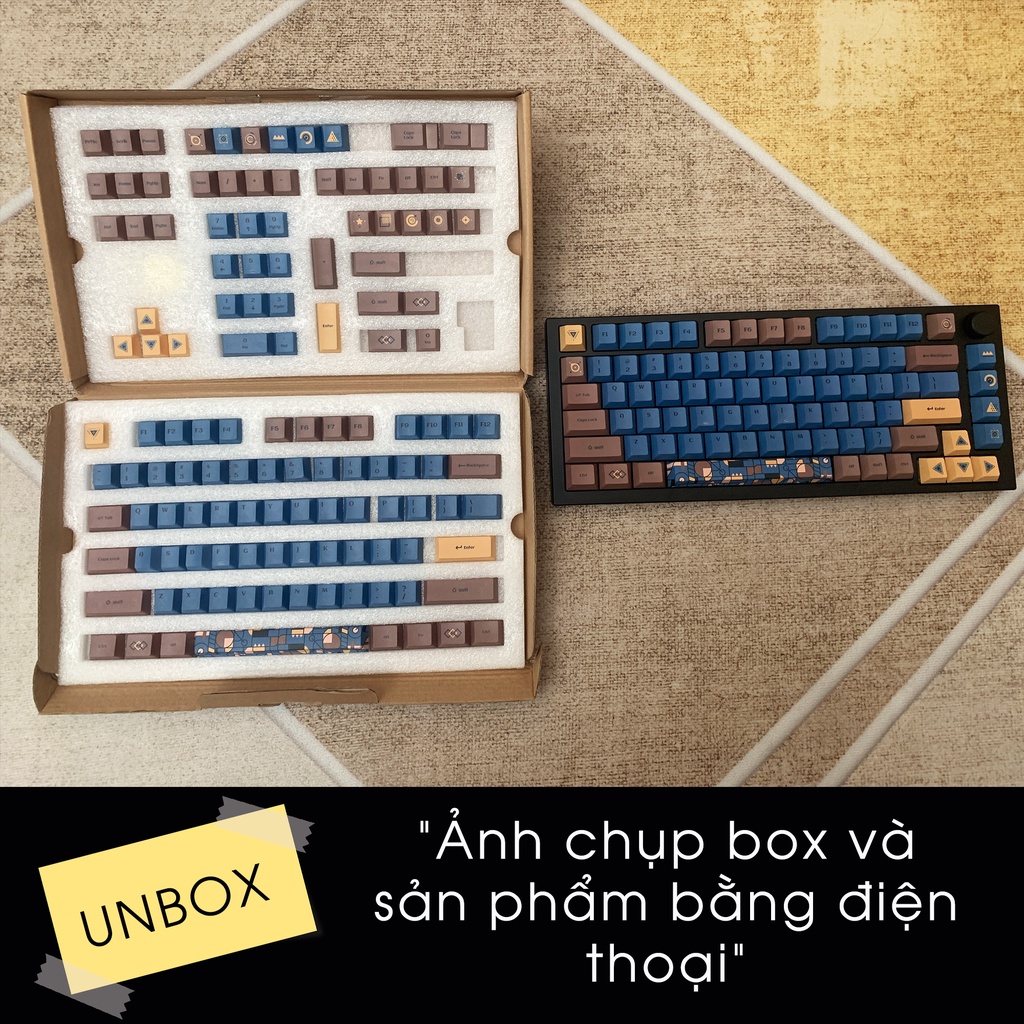 [Mã SKAMSALE03 giảm 10% đơn 200k] Keycap Cho Bàn Phím Cơ Cherry DAGK XANH NÂU 128 Phím | EZPC