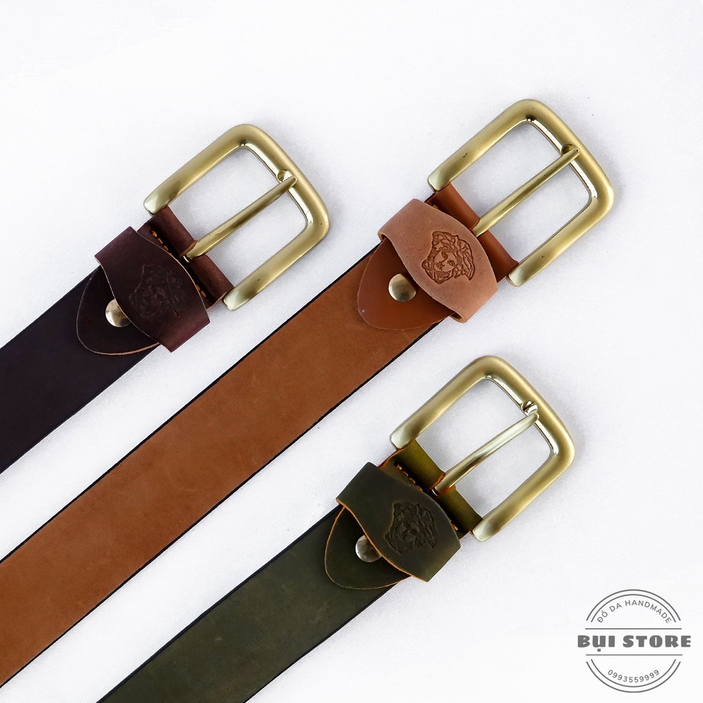 Thắt lưng nam da bò miếng, Dây lưng dây nịt nam da thật 100% siêu bền đẹp - bản 36mm BH chất lượng da 3 năm - Bụi Store