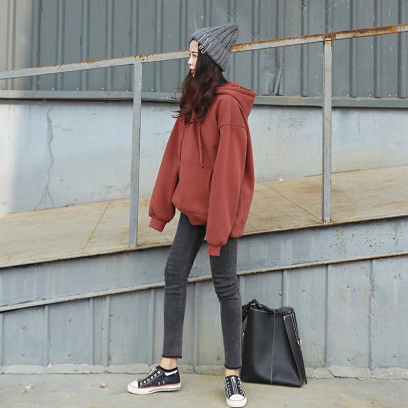 Áo Hoodie Trơn Màu Cam Đất - Hoodie Dark Orange Basic