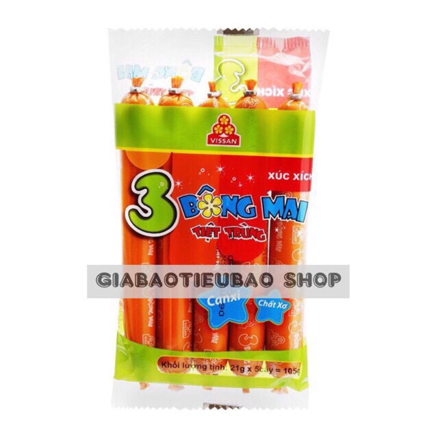 Thùng 20 Gói Xúc Xích 3 Bông Mai Vissan 5 Cây * 105gr