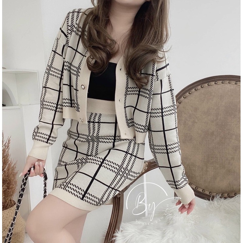 Set áo chân váy len loại 1