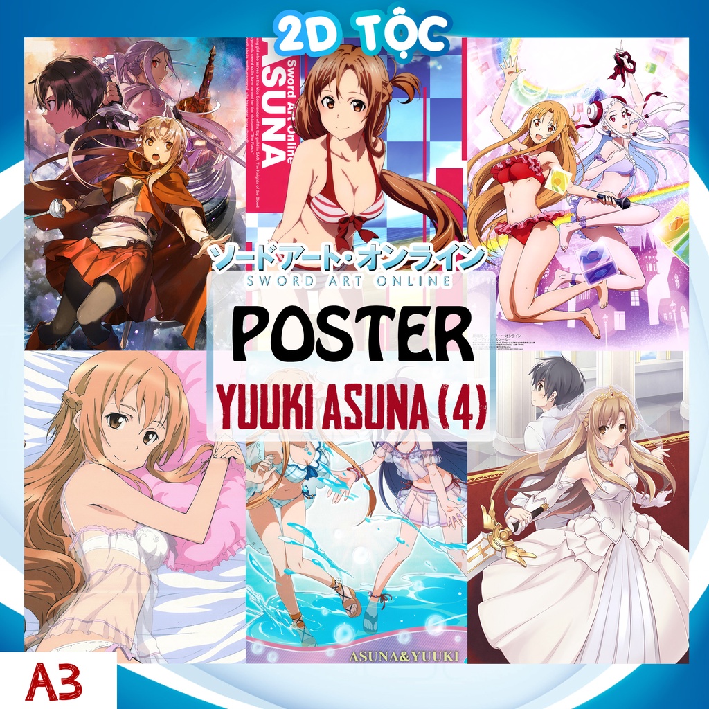 Tranh poster A3 Yuuki Asuna (4) Light Novel Sword Art Online chất liệu giấy cao cấp - 2D Tộc Shop