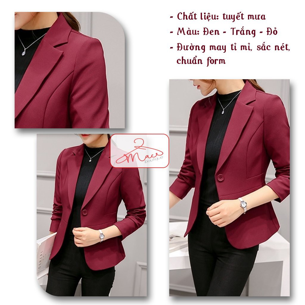 Áo blazer nâu tây sang chảnh màu đen trơn, mầu trắng - Áo vest ,áo blazer nữ vải trượt vạt bầu dáng rộng