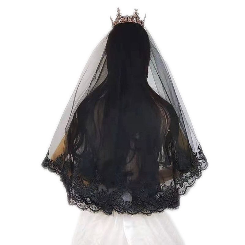 Khăn trùm đầu bằng ren họa tiết thêu hoa xinh xắn thời trang dành cho lễ hội hóa trang