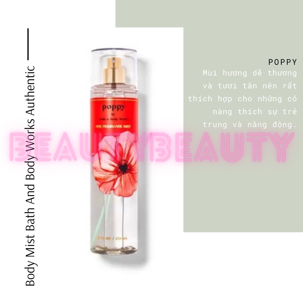 🎀Xịt thơm body mist Bath And Body Works Poppy