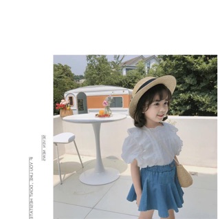 Set váy denim + áo bánh bèo