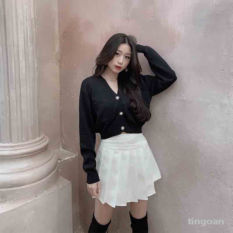 Quần váy lệch vạt xếp ly trắng SNEAKY SKIRT/WH