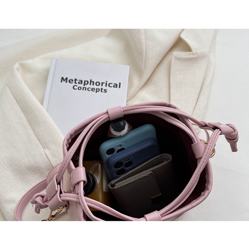 IELGY Túi Đeo Vai Hình Xô Phối Màu Phong Cách Cổ Điển Thời Trang Cho Nữ