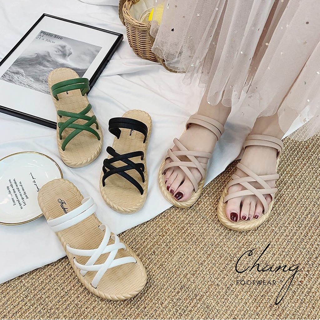 Sandal nữ đi biển ⚡️ FREESHIP ⚡️ Dép nữ giả cói mềm êm chống nước (form bé tăng 1 size)