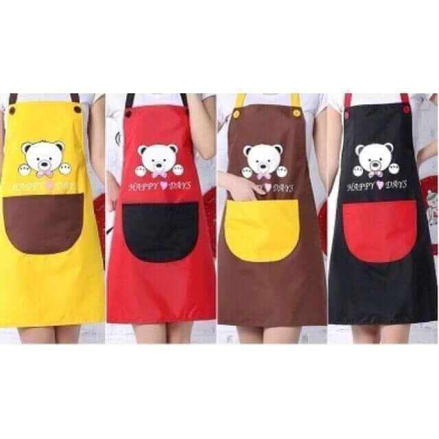 Cute Bear Print Cartoon Adult Apron A1