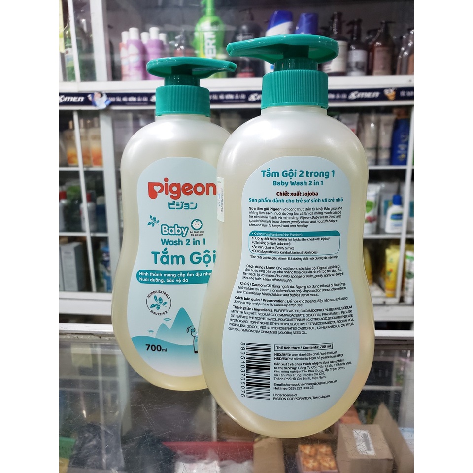 Sữa tắm gội 2 trong 1 Pigeon 700ml