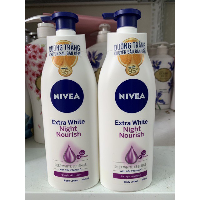 Sữa Dưỡng Thể Trắng Da Nivea Extra White Ban Đêm 400ml( mầu tím)