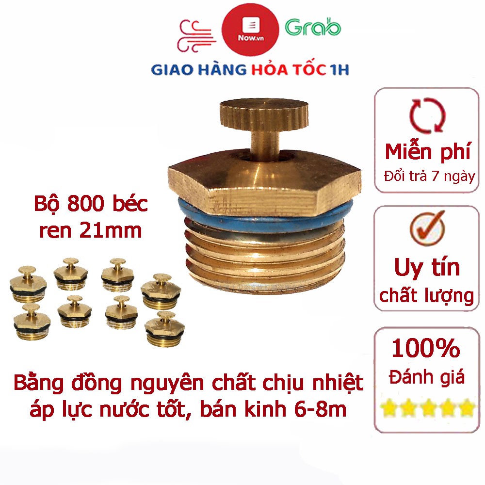 Bộ 800 Béc phun sương bằng đồng nguyên chất hình cánh quạt ( ren ngoài 21mm) bán kính lên tới 6-8 mét ( 800 béc)