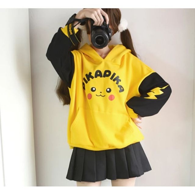 Áo Hoodie PIKACHU Thời Trang Unisex Phong Cách Nhật Bản