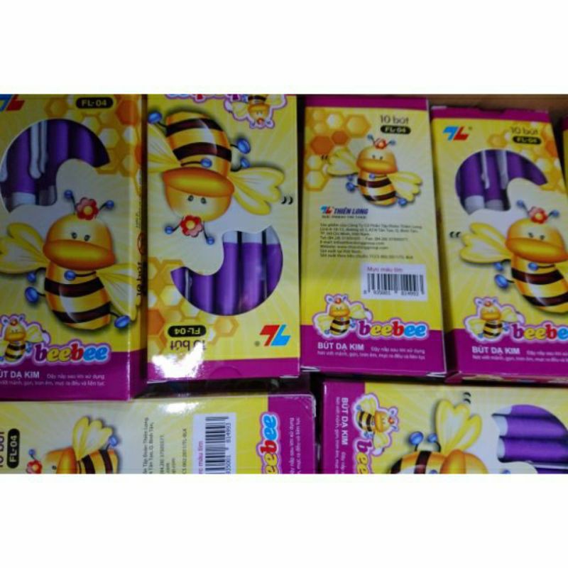 Hộp 10 bút mực tím bebe chính hãng