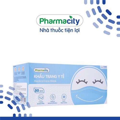 Khẩu trang y tế 3 lớp màu xanh Pharmacity (50 cái/hộp) | WebRaoVat - webraovat.net.vn