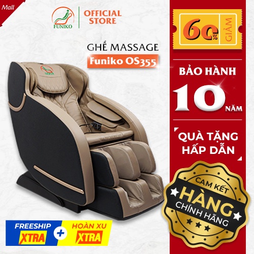 Ghế massage toàn thân,Bảo hành 10 năm Funiko OS 355 3D di chuyển nhiệt hồng ngoại,massage trị liệu chuyển sâu