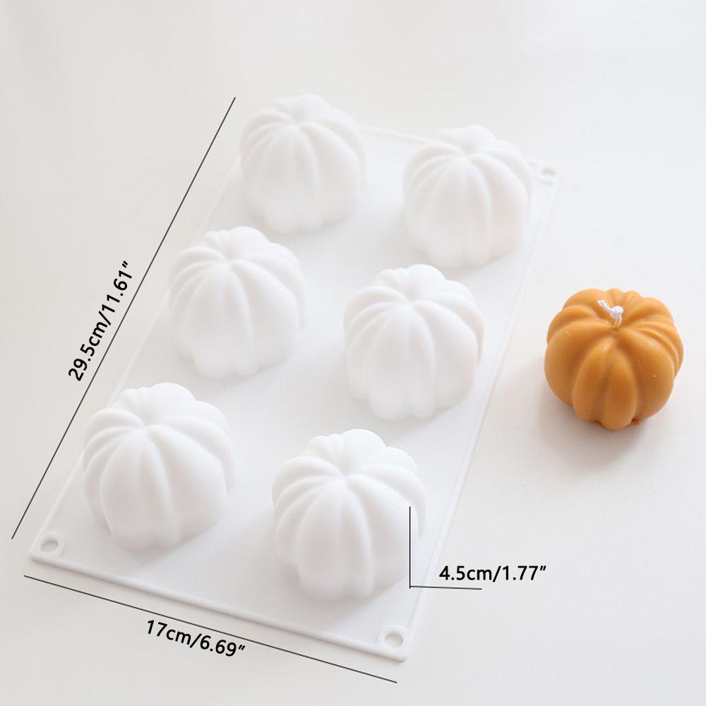 Khuôn Silicone Làm Nến Sáp Xà Phòng 6 Ngăn Hình Quả Bí Ngô