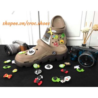 Dép Sục Cá Sấu đế duet màu Nâu tặng kèm 10 sticker