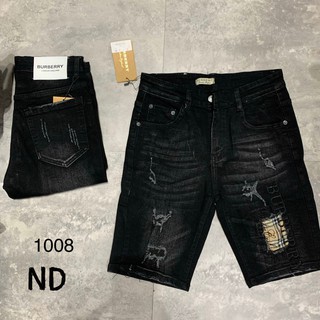 Quần bò ngố nam bbr pha vá quần short chất jean co giãn nhẹ mặc thoải mái_quần lửng nam màu đen phong cách cá tính BBR23