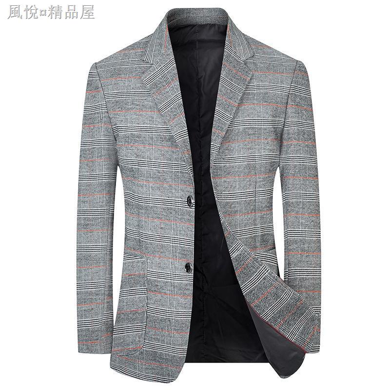 ❆♙Bộ Đồ Vest Mỏng Dáng Ôm Sọc Ca Rô Thời Trang Lịch Lãm Cho Nam Trung Niên