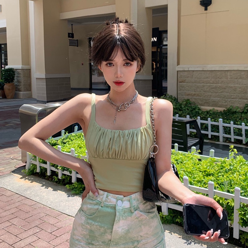 [ Hàng Cao Cấp ] Áo croptop nữ 2 dây FUHO Fashion cổ vuông ôm body tôn dáng 028