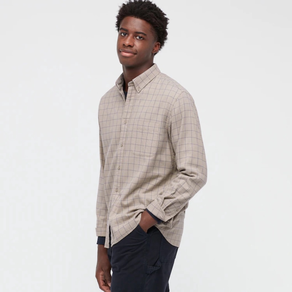 Áo Sơ Mi kẻ caro Uniqlo, Áo sơ mi Uniqlo Vải Flanel Kẻ Caro Dài Tay
