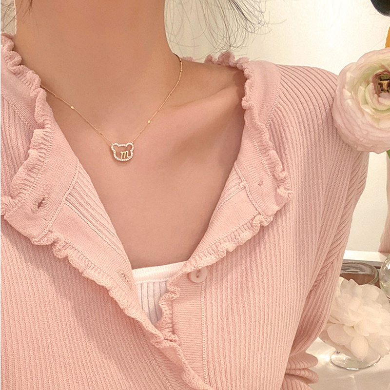 Vòng cổ Mạ Vàng 14K Mặt Hình Gấu Đính Đá Zircon
