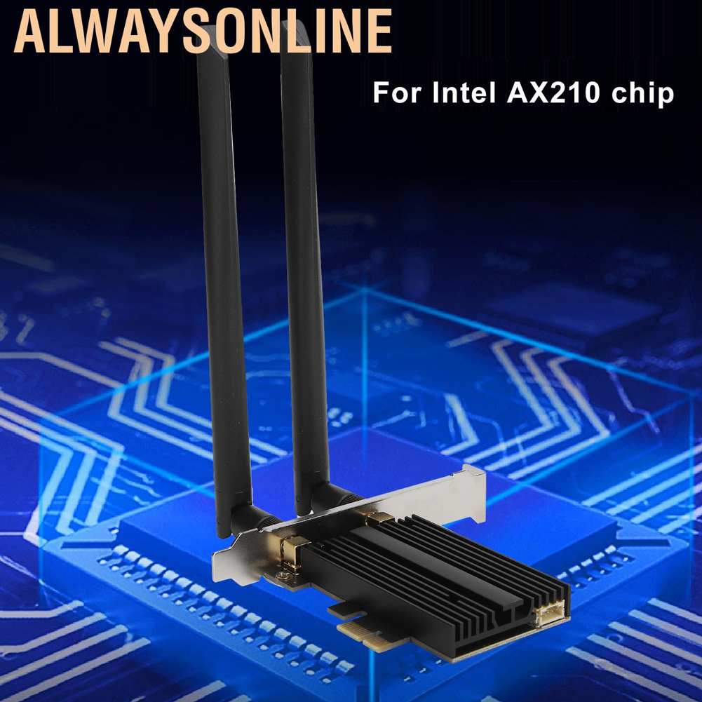 Alwaysonline Wireless Desktop PCI‑E Gigabit 3000M Bluetooth WiFi 6E Adapter Network Card For AX210 Pro