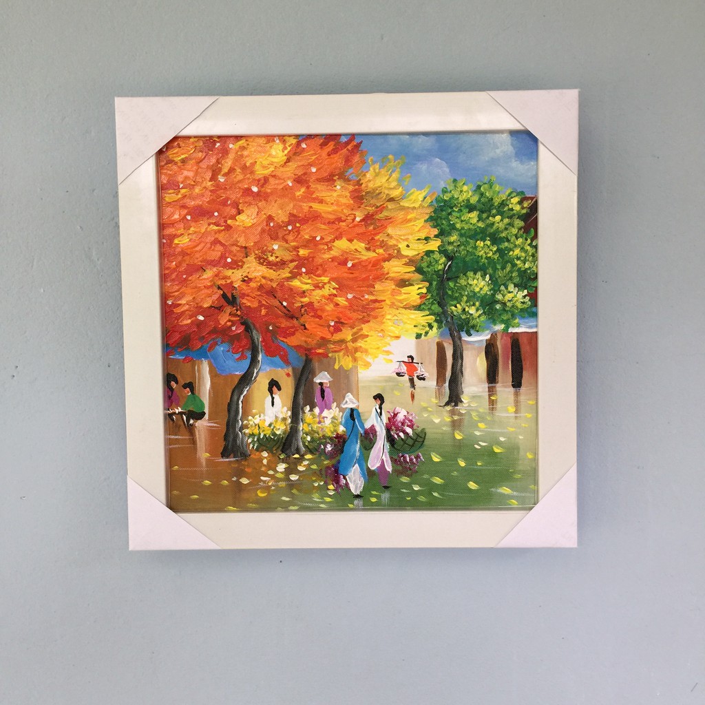 Tranh phố hoa (35x35cm đã bao gồm khung)