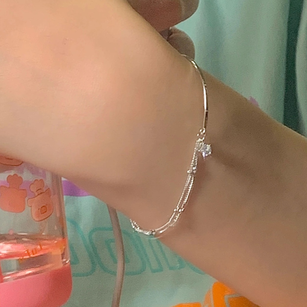 Vòng Tay Nửa Vòng Tay Hai Lớp Phong Cách Hàn Quốc Đơn Giản Sang Trọng Dễ Phối Đồ