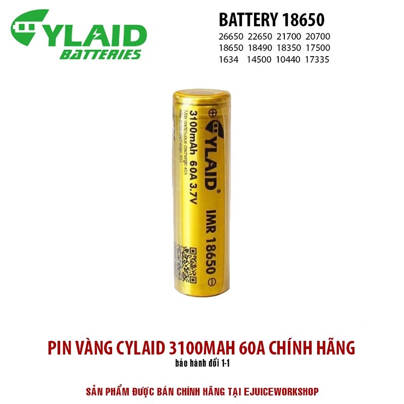 Pin Cylaid 18650 60A 3100mah Chính hãng