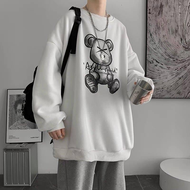 Áo Sweater Tay Dài Unisex Chú Gấu