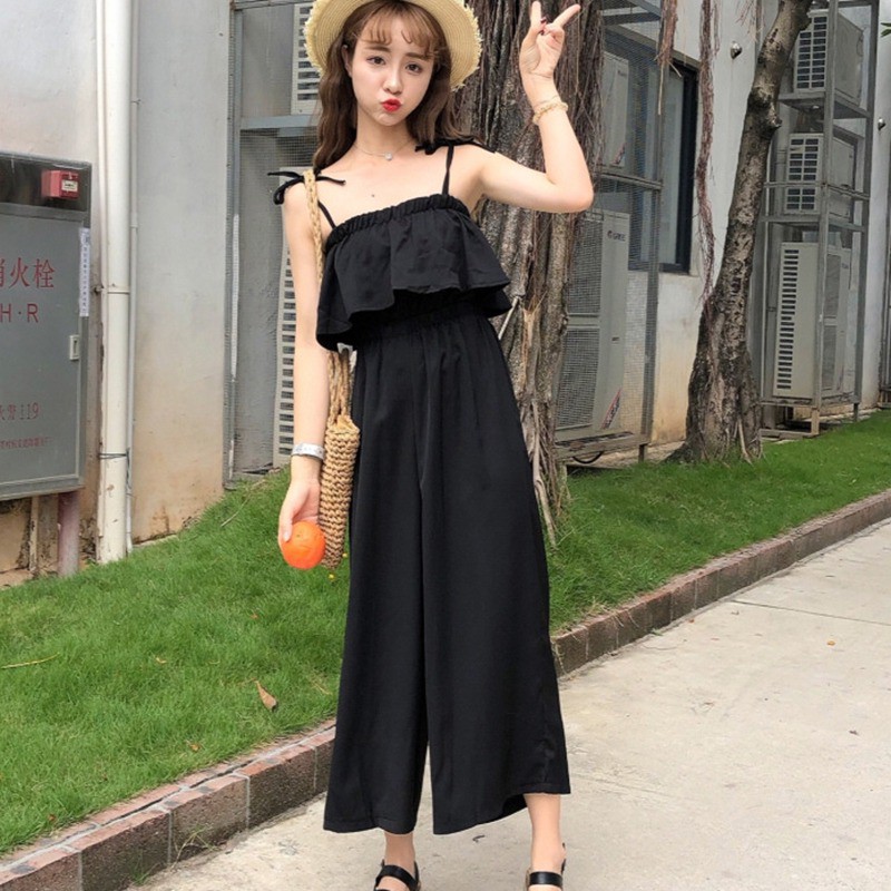 Jumpsuit 2 dây phối bèo dễ thương ngọt ngào cho nữ