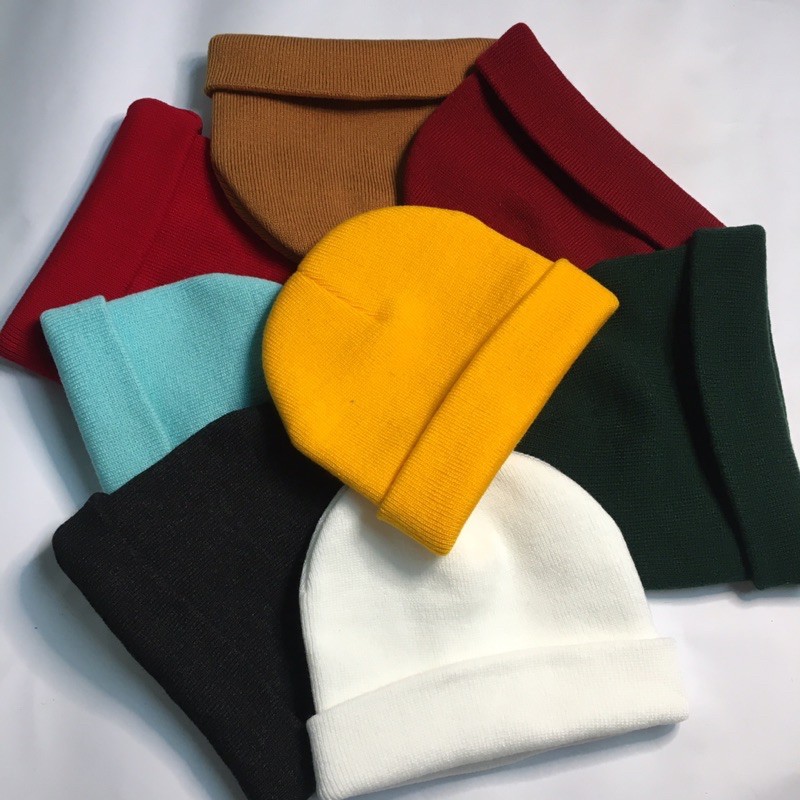 Mũ Len Beanie Trơn Dáng Ngắn 21cm