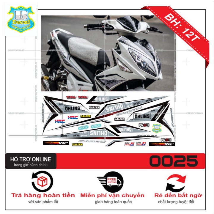 Ten rời xe NOUVO 4 LX DÁN XE TRẮNG