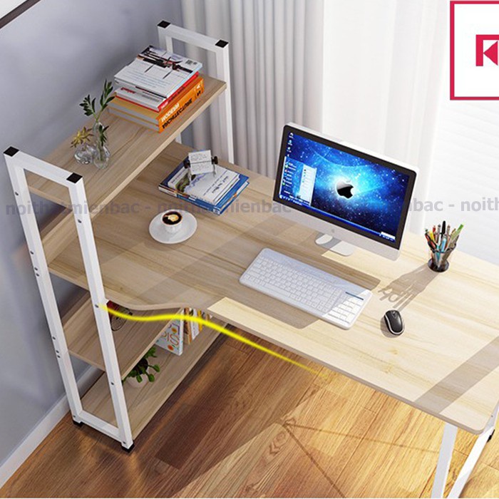 Bàn Học Kèm Giá Sách Cao ANA Kiểu Dáng Đặc Biệt Kèm Các Đường Cong Tinh Xảo Uốn Lượn, Khung Sắt Sơn Tĩnh Điện - BLV04