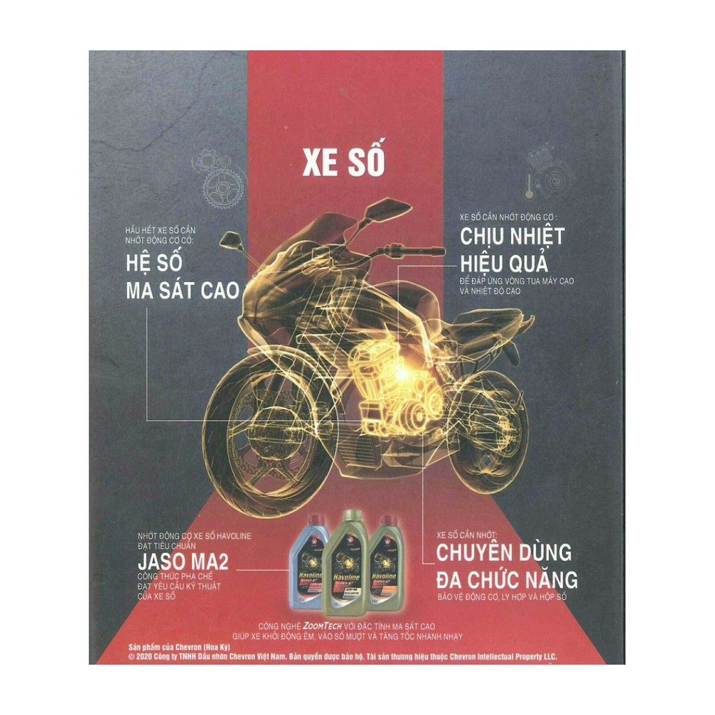 Nhớt xe Tay Ga Bán Tổng Hợp Havoline 10w40 - 800 ml - Caltex Super Matic 4T - Dầu nhờn xe Tay Ga Scooter Bán Tổng Hợp