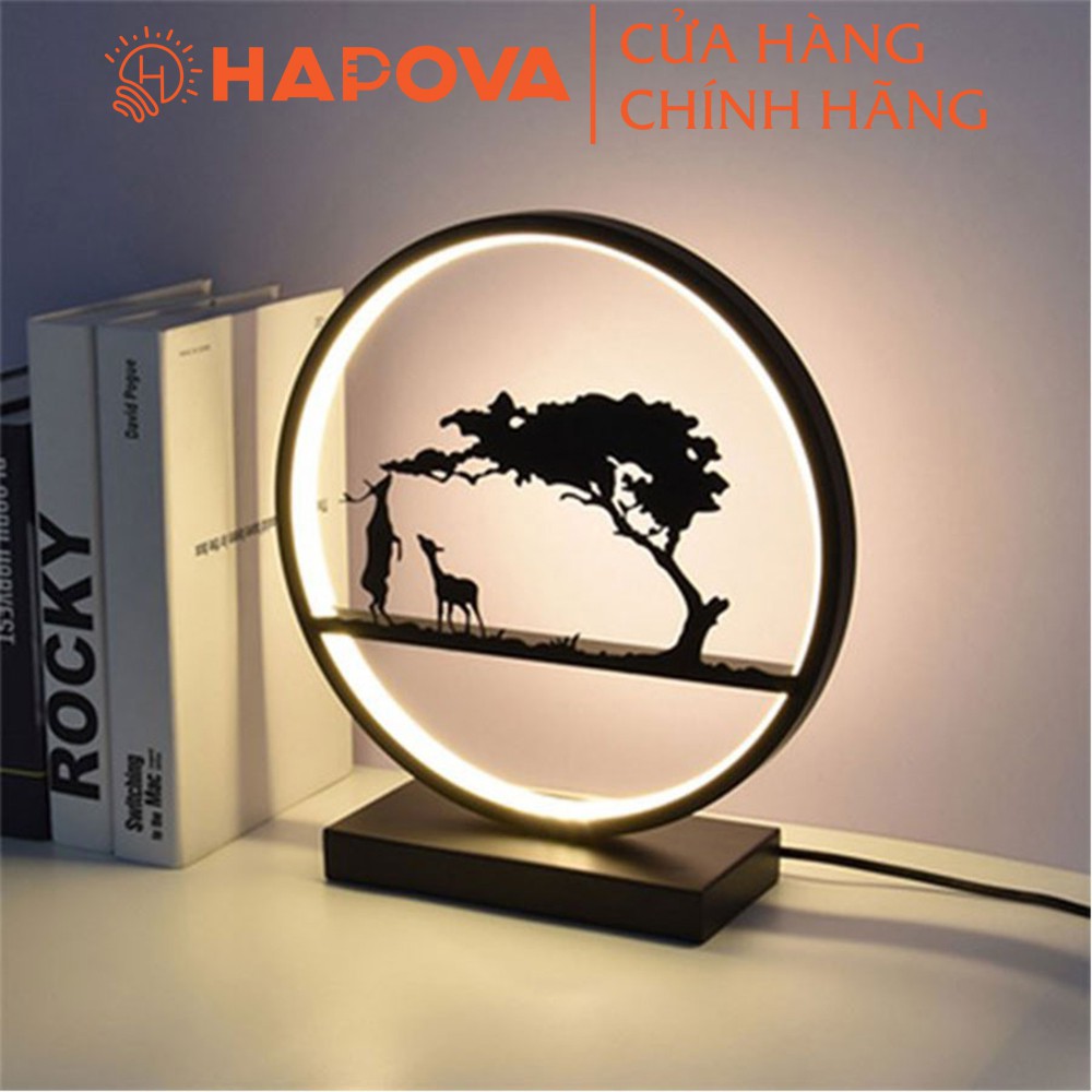 Đèn để bàn, đèn ngủ để bàn HAPOVA AMORY trang trí sang trọng có 3 chế độ sáng, bảo hành 12 tháng DGT 3028