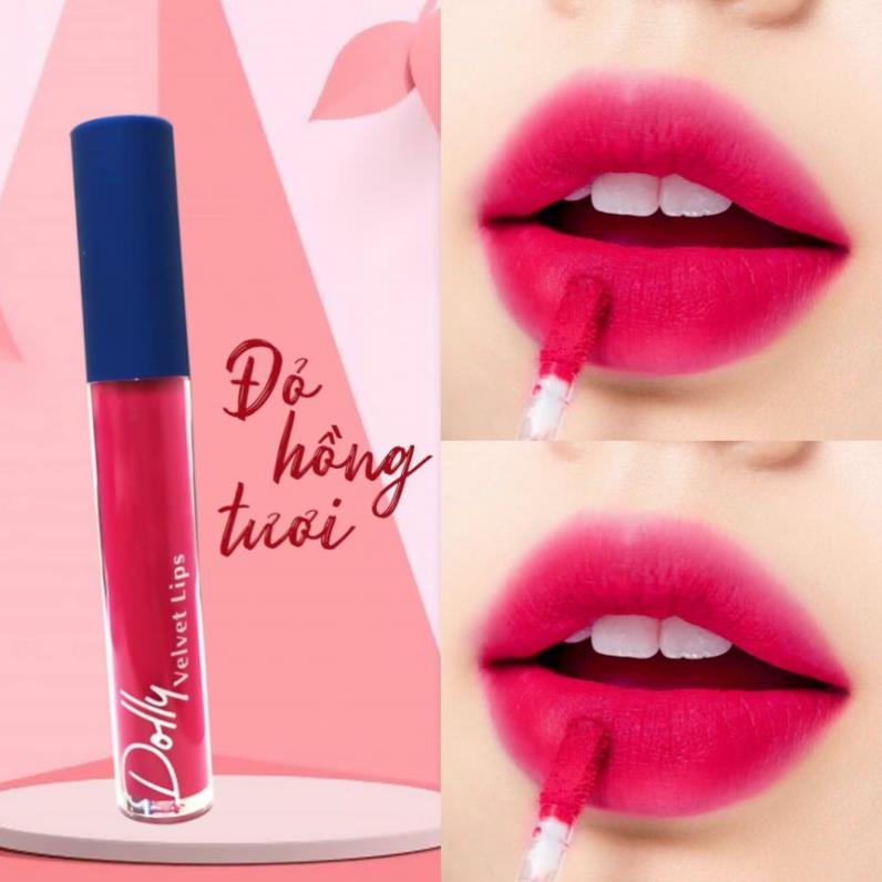 Son Cao Cấp Dolly Velvet Lips Blue Classic 2020 Màu Đỏ Hồng Tươi- Xịn