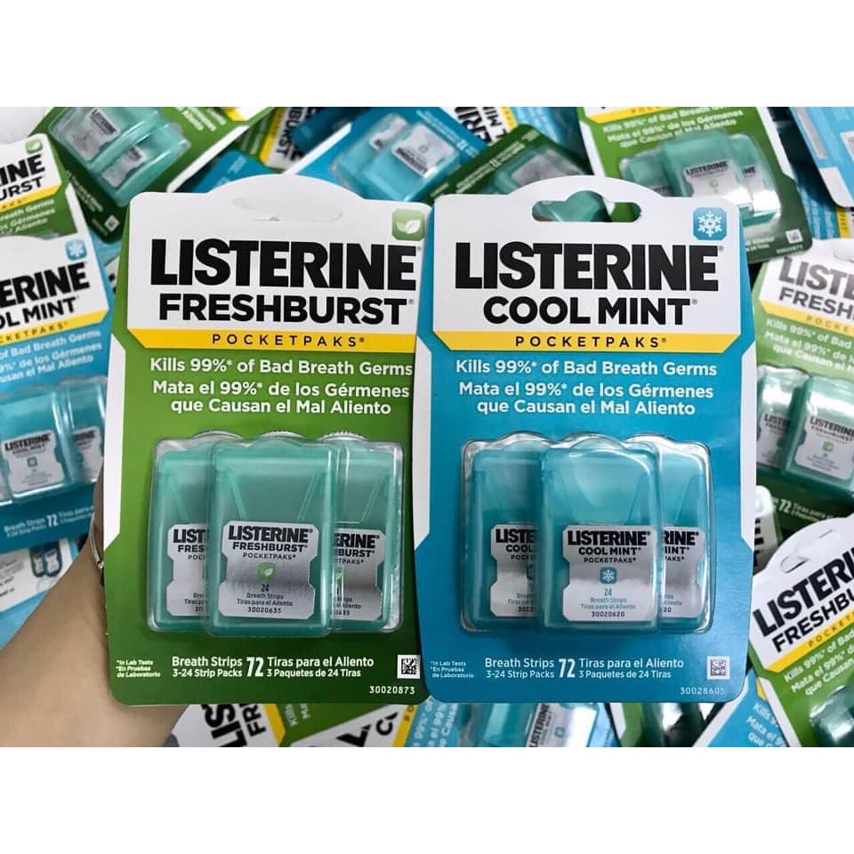 Set 3 hộp miếng ngậm thơm miệng Listerine Cool Mint